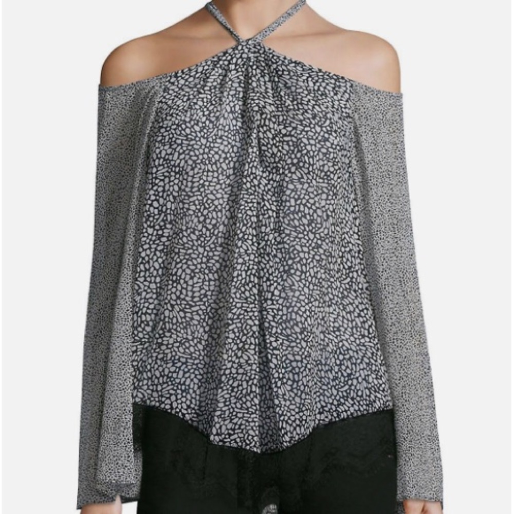 Derek Lam 10 Crosby Lace Hem Cold Shoulder Halter Blouse, BNWT $395